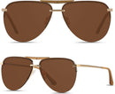 ANDWOOD Oversized Aviator Sunglasses for Women Men Big Large Shades | Rimless Brown | Non-Polarized Rimless — 1