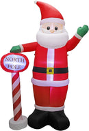 MorTime 8 FT Christmas Inflatable Santa Claus with Guidepost, Blow up Lighted Giant Wave Santa Claus North Pole with LED Lights Yard Decoration Party Display for Xmas Outdoor Decorations — 5