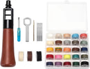 WUTA Repair Stitch Kit Leathercraft Stitch Awl Tool with 25 Colors 0.65mm Wax Thread, for Leather, Belt, Canvas, Fabric, Bag Repair Professional Stitcher Leather Craft Tool | Set D (Stitch Awl Kit+25 Colors 0.65mm Wax Thread) — 1