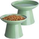 Ceramic Elevated Cat Food Bowls,6.2" Wide,2-Pack,Green — 1