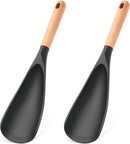 2 Pcs Wooden Handle Silicone Cooking Spoon Set for Nonstick Cookware Cooking, Baking, Stirring ，BPA-Free… — 1