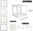 Voircoloria Baby Boxes with Letters for Baby Shower Gender Reveal Decor | White — 2