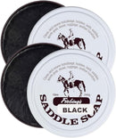 Fiebing's Black Saddle Soap for Leather 2-Pack (12 oz Tin) - Leather Cleaner & Conditioner to Soften, Protect & Restore Leathercraft - Soap for Car Seat, Couch, Shoe, Purse, Boot, Bag, & Saddles — 1