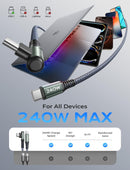 AINOPE 240W USB C to USB C Cable [10FT] Right Angle C to C Cable 2