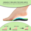 Bacophy Kids Orthotic Arch Support Insoles, Plantar Fasciitis Cushioning Shoe Inserts, Shock Absorption Velvet Surfaces Deep Heel Cup Chinldren Inner Soles for Flat Feet (24.5cm) - Green — 2