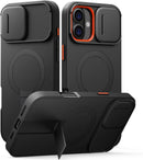 SURITCH for iPhone 16 Plus Case with Magnetic Camera Slide Cover and Adjustable Kickstand, Compatible with MagSafe, Shockproof Bumper Case Slim Protective Cover for iPhone 16 Plus 6.7 Inch, Black — 1