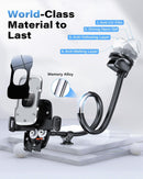 1Zero Solid Car Truck Phone Mount Holder with 14-Inch Gooseneck Long Arm | Black Mirror Surface with Silver Ring photo 6