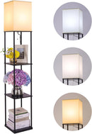 Gupuzm Floor Lamp with Shelves, Modern Square Standing Lamp with 3 Color Temperature Bulb, Corner Display Bookshelf… — 1