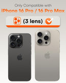 TOCOL for 2 Pack iPhone 16 Pro Max Camera Lens Protector/iPhone 16 Pro Camera Lens Protector Tempered Glass HD Individual Scratch Resistant Cover Accessories Case Friendly（Black） — 2