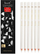 Brusarth White Charcoal Pencils Drawing Set, Professional 6-Piece Sketch, Highlight, Shading, Blending Set for Beginners & Artists — 1
