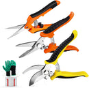 3 Pack Garden Pruning Shears Stainless Steel Blades Handheld Pruners Set with Gardening Gloves | Mix | 3 PCS — 1