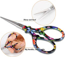 3.6 inch Sharp Embroidery Scissors for Sewing with Premium Leather Sheath | Black Flower — 3
