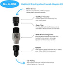 Drip Irrigation Faucet Adapter Kit: Connect 1/2" Tubing to Faucet or Hose, Backflow Preventer, Filter, Pressure Regulator - No Assembly Required — 2