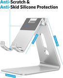 OMOTON C2 Adjustable Aluminum Cell Phone Stand with Charging Cutout, Silver photo 3