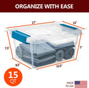 Tribello Clear Plastic Storage Bins with Lids Stackable Storage Bins (15 Quart) — 2