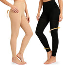 Medical Compression Stockings for Women 20-30mmHg Compression Leggings | Black+Beige | Large — 1