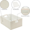 Foldable Fabric Storage Baskets Set of 2 for Shelves, Linen Decorative Storage Bins with Wooden Handles, Small Organizer Cubes for Closet, Rectangle Canvas Boxes for Organizing, Decor (Beige 2 Pack) — 3