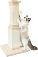 Cat Scratching Post for Indoor Cats, 32Inch Sisal Cat Scratcher, Beige — 1