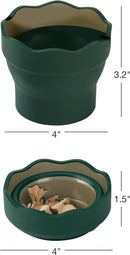 Faber-Castell Clic & Go Artist Water Cup, Dark Green - Travel-Friendly Collapsible Brush Cleaner Tool with Brush Stand, Scalloped Rim, Non-Slip Base, Portable Palette & Rinser | 1 Count (Pack of 1) — 7