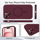 ankofave Magnetic Case for iPhone 15 Plus Phone Case for Women, Matte Luxury Soft Metallic Luster Design and Camera Lens Protector, Compatible with Magsafe Case for iPhone 15 Plus 6.7"-Red Wine — 3