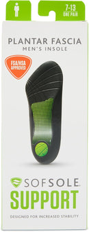 Sof Sole Insoles Men's PLANTAR FASCIA Support 3/4 Length Gel Shoe Insert - Black — 1