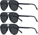 ANDWOOD Polarized Aviator Sunglasses for Women Men Tangle Free Pilot Shades | (3pack) Black + Black + Black — 1