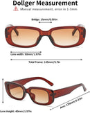 Rectangle Sunglasses for Women Men Trendy Y2K 90s Square Sun Shades UV400 | Brown — 4