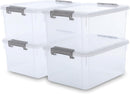 Citylife 17 QT Plastic Storage Bins with Latching Lids Stackable Storage Containers for Organizing Large Clear Storage Box for Garage, Closet, Kitchen, 4 Packs — 1
