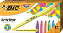 BIC Brite Liner Highlighter, Chisel Tip For Broad Highlighting and Fine Underlining, Assorted Colors, 12-Count (Pack of 18, 216 Count Total) | 12 Count (Pack of 18) — 1