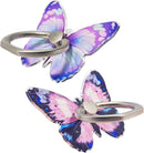 2 Pcs Butterfly Cell Phone Ring Stand Holder, Cute Butterfly Design Finger 360° Rotating Metal Hand Phone Stand Holder, with Adjustable Knob Loop (Purple, Blue) photo 1
