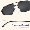 ZENOTTIC Polarized Aviator Sunglasses for Men: UV400 Protection Trendy Anti-Glare Shades - Driving Fishing Golf Fashion | Black Frame Black Lenses — 3