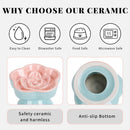 S&Q's CERAMICS Raised Slow Feeder Cat Bowl, Ceramic Elevated and Titled Glass Food Bowl Small Dogs Slow Feeder, Flower Shaped Cute Cat Dish for Dry and Wet Food (Pink, 5.8") — 4