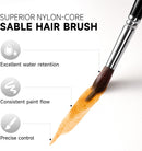 Watercolor Brush Set, Fuumuui 7pcs Professional Sable Paint Brushes with Extended Needle, Round Point, Flat, Dagger, Cat's Tongue for Watercolor, Acrylic, Gouache – Detail & Wash Painting | Black7 — 2