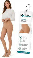 Sheer Compression Pantyhose For Women, 20-30 mmHg Support, Sheer, Silky-Soft Compression Pantyhose With Non-Bulky Comfort | Large | Beige — 1