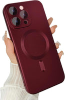 ankofave Magnetic for iPhone 15 Pro Max Phone Case for Women, Matte Luxury Soft Metallic Luster Design with Camera Lens Protector, Compatible with Magsafe Case for iPhone 15 Pro Max 6.7"-Red Wine — 1