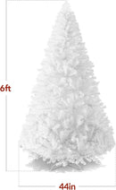 Best Choice Products Artificial Christmas Tree, White 6ft Premium Pine Unlit Holiday Decoration, Full Size Décor Easy Assembly w/Metal Stand — 2