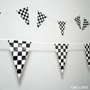 Racing Car Bunting Checkered Pennant Banner Flags 4 Strings | Black White Checkered — 4