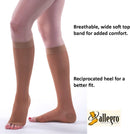 Allegro Women's Sheer Knee High Compression Stockings 20-30 mmHg Open Toe | Fawn | Large — 3