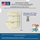 Dr. Jill's Foot Pads, Latex Free, YJ30-4055, Sesamoid Pad Skived 1/4" Felt -Right- (12 Pack) Dancers Pad 2