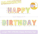 Pre-Strung Happy Birthday Banner - Pastel Macaron Party Decorations — 2