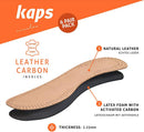 Kaps | Leather Carbon Set 6 Pair Pack | Leather Shoe Insoles for Men and Women with Activated Carbon Underlayer, Replacement Inserts | 8 US Women — 2