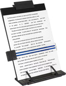 Desktop Document Holder Stand with 7 Adjustable Positions, Black Metal File Organizer Management Copyholder for Typing Speech Reading A4 Letter Music Book Tablet Office, with Paper Clip and Line Guide — 1
