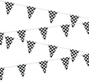 Racing Car Bunting Checkered Pennant Banner Flags 4 Strings | Black White Checkered — 1