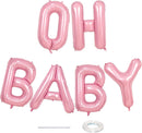 40 Inch Pastel Pink OH BABY Balloon for Baby Shower, Large Light Pink OH BABY Balloon Letters with Ribbon, Pearl Pink Alphabet Balloons Banner Sign for Girl Birthday Party Backdrop Decorations | Pastel Pink - Oh Baby — 1