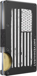 Hayvenhurst Wallet for Men - Slim RFID Blocking Metal Wallet with Money Clip, Minimalist Front Pocket Credit Card Holder, Small Mens Wallet (Patriot (Money Clip))