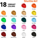 Shuttle Art 18 Colors Acrylic Paint Bottle Set (250ml/8.45oz), Rich Pigmented Bulk Painting Supplies for Artists, Beginners and Kids on Rocks Crafts Canvas Wood Ceramic | 8.45 Fl Oz (Pack of 18) — 3