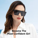 Dollger Square Oversized Sunglasses for Women Men Fashion Flat Top Big Black Frame Shades | Black and Mirrored Silver and Gray — 4