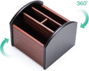 MaxGear Remote Control Holder Caddy, Wooden Desk Organizer, 4 Compartments — 3