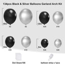 YMSZ Black and Silver Balloons Arch Garland Kit, Silver Party Balloons | Black & Silver — 2