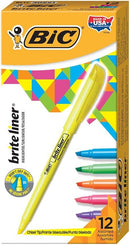 BIC Brite Liner Highlighter, Chisel Tip For Broad Highlighting and Fine Underlining, Assorted Colors, 12-Count (Pack of 18, 216 Count Total) | 12 Count (Pack of 18) — 5